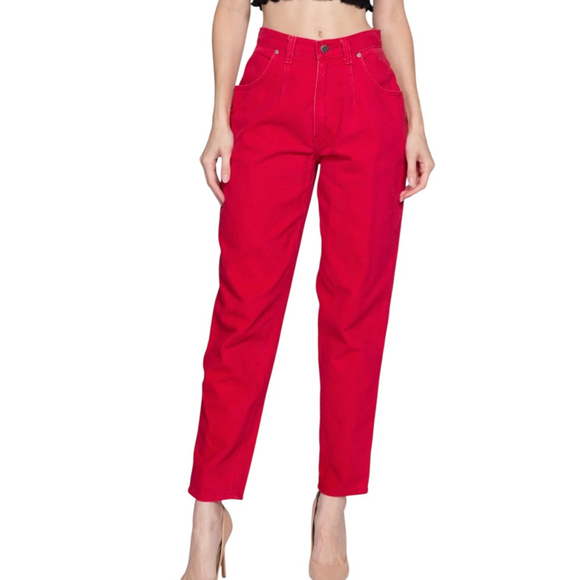Lauren by Ralph Lauren Vintage Bold Red Mom Jeans Size 10 - Picture 1 of 4